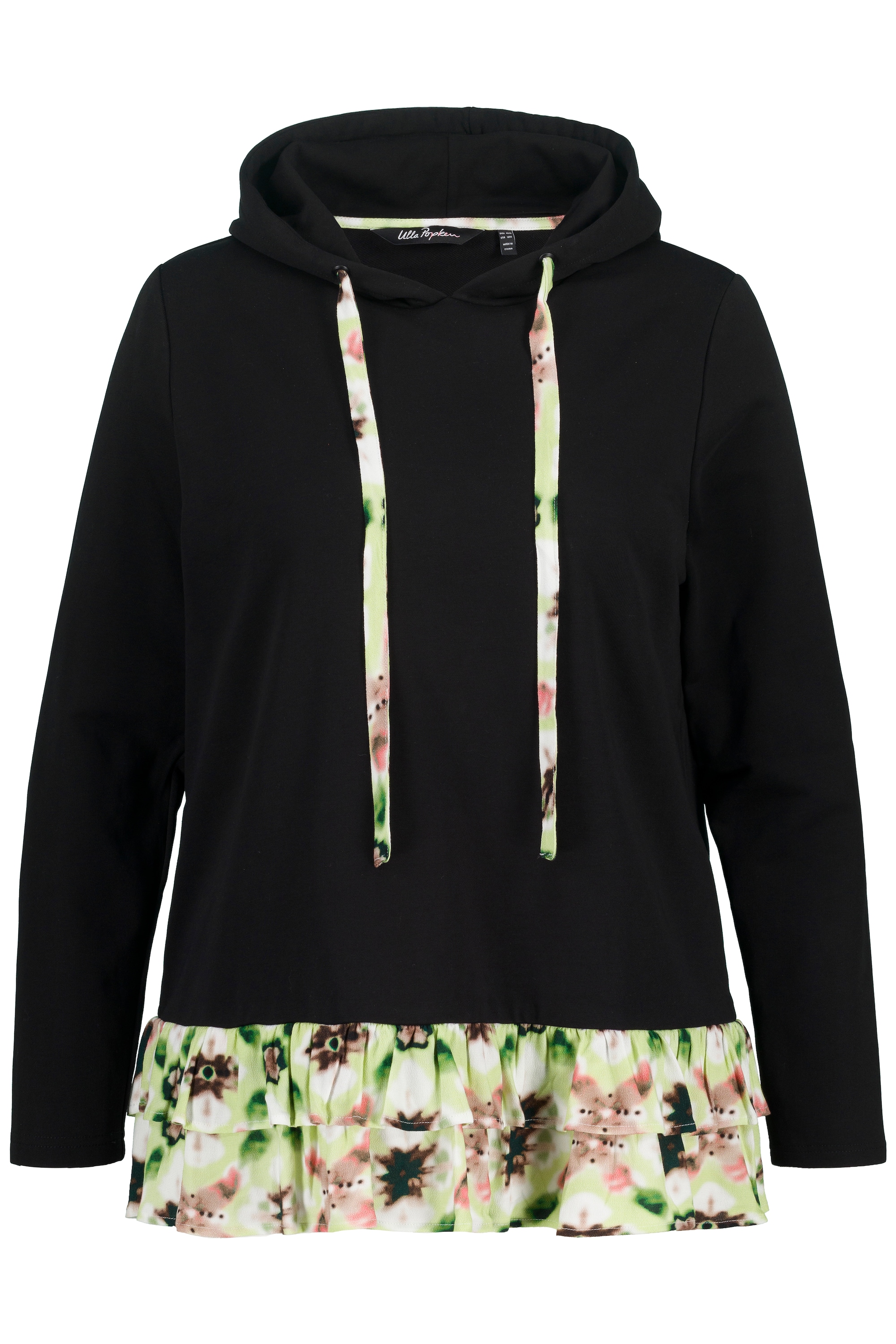 Ulla Popken Damen große Größen Hoodie Lagenlook A Linie Langarm