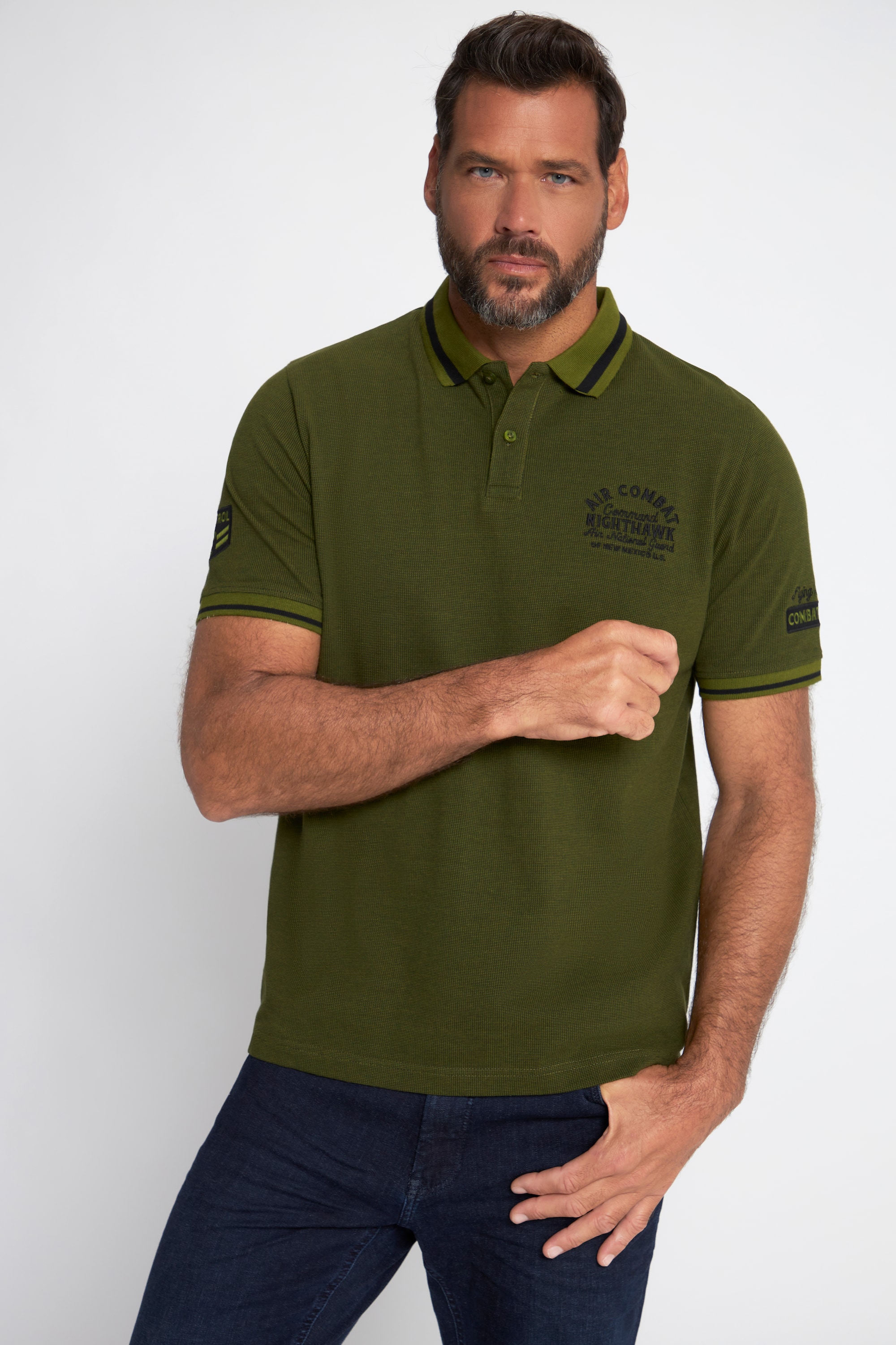 JP 1880 Herren große Größen Poloshirt Halbarm Piqué Badges 812576