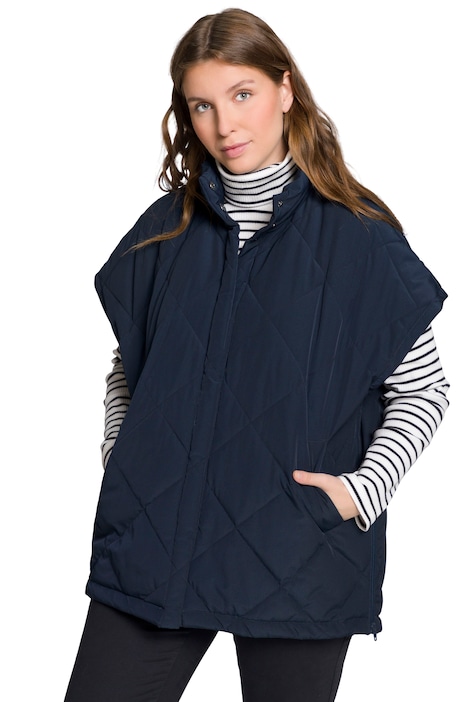 Prošívaná vesta, oversize, stojáček, bez rukávů, recyklovaná