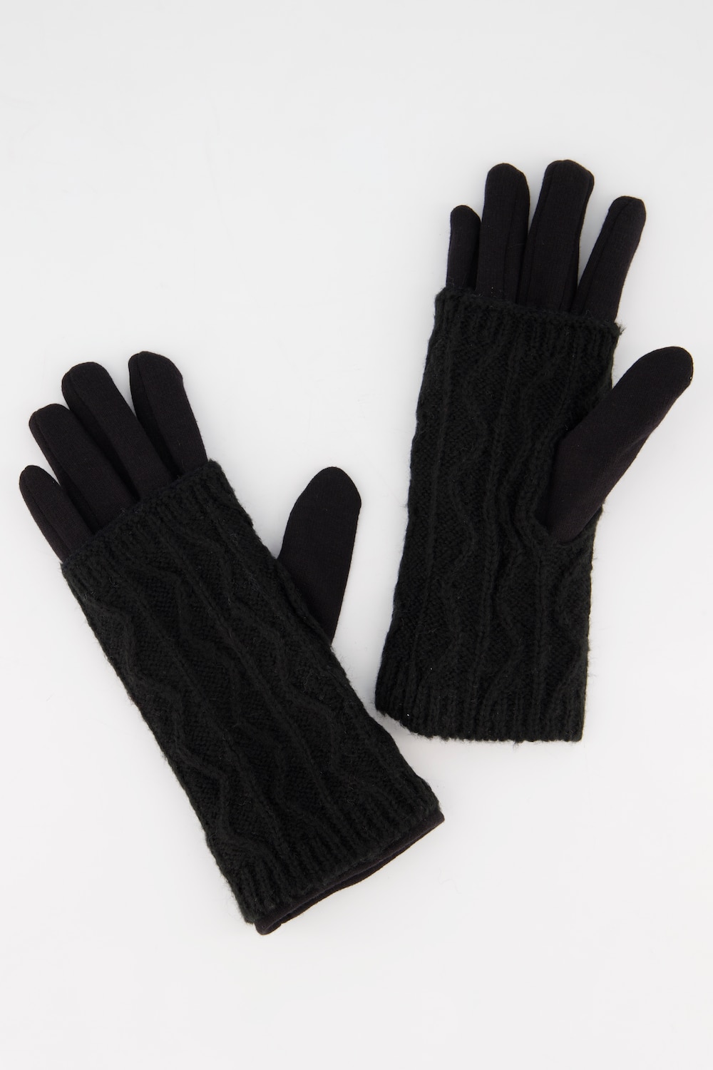 Grote Maten handschoenen, Dames, zwart, Maat: One Size, Synthetische vezels/Polyester/Katoen, Ulla P