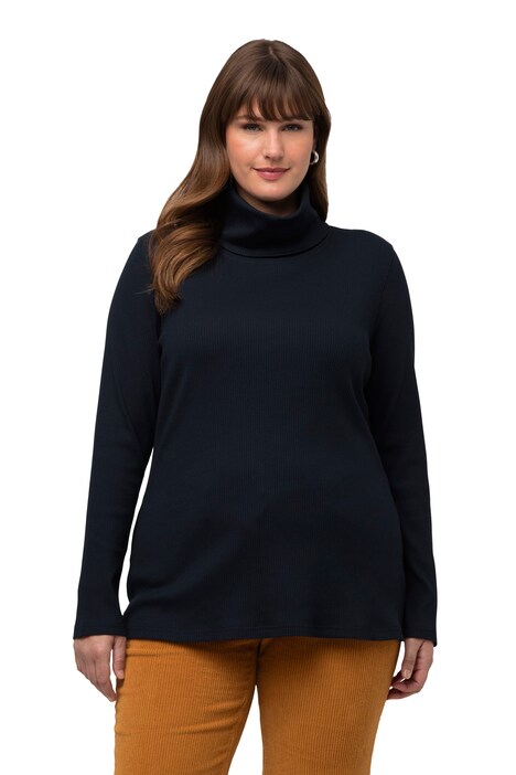 Tričko, rolákový límec, Classic, žebrovaný žerzej, dlouhé rukávy