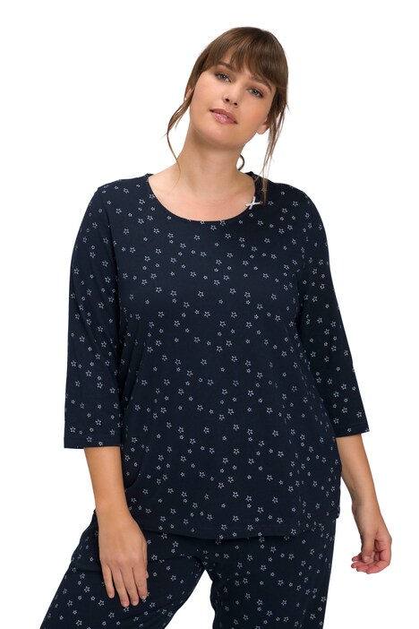 Pyžamové tričko, lodičkový výstřih, 3/4 rukávy, biobavlna