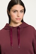 Satin Tie Hooded Stretch Tunic Sweatshirt