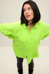 Blus, oversize, neonfärgad muslin, skjortkrage, lång ärm