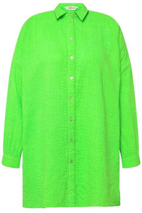 Halenka, oversize, neonový mušelín, límeček, dlouhé rukávy