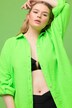 Bluzka, oversize, neonowy muślin, kołnierzyk koszulowy, długi rękaw