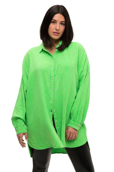 Halenka, oversize, neonový mušelín, límeček, dlouhé rukávy