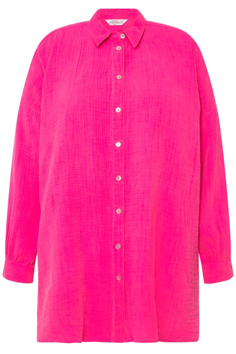 Halenka, oversize, neonový mušelín, límeček, dlouhé rukávy