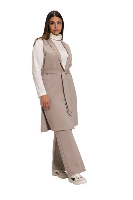 Tepláková vesta, oversize, šálový límec, bez rukávů