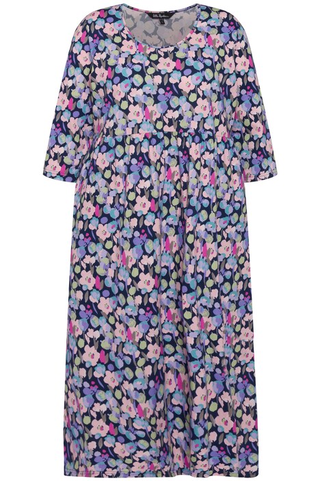 Midi šaty, květovaný vzor, kulatý výstřih, 3/4 rukávy