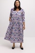 Midikleid, florales Muster, Rundhals, 3/4-Arm