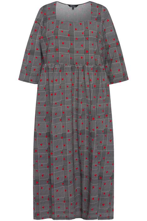 Midi šaty, vzor, hranatý výstřih, 3/4 rukávy