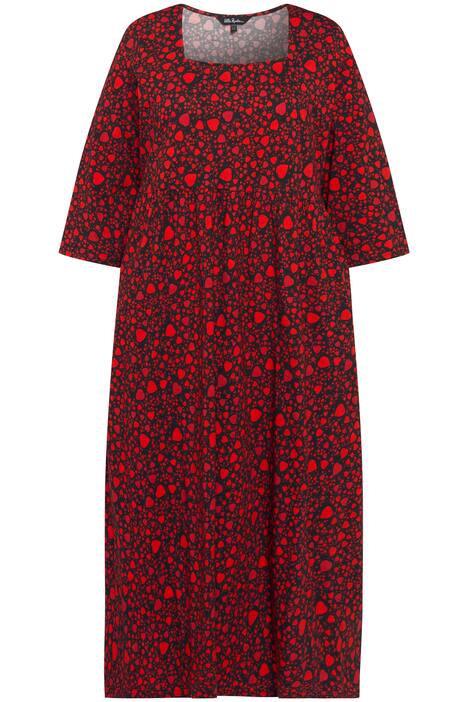 Midi šaty, vzor, hranatý výstřih, 3/4 rukávy