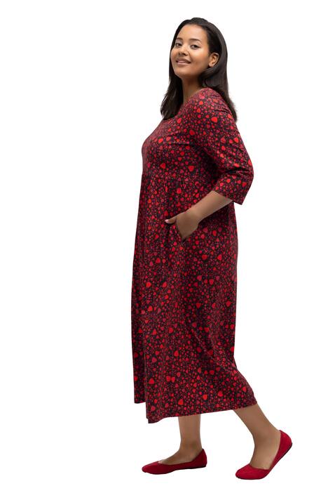 Midi šaty, vzor, hranatý výstřih, 3/4 rukávy