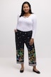 7/8-Jerseyhose, gerades Bein, Blumen Bordüre, Elastikbund