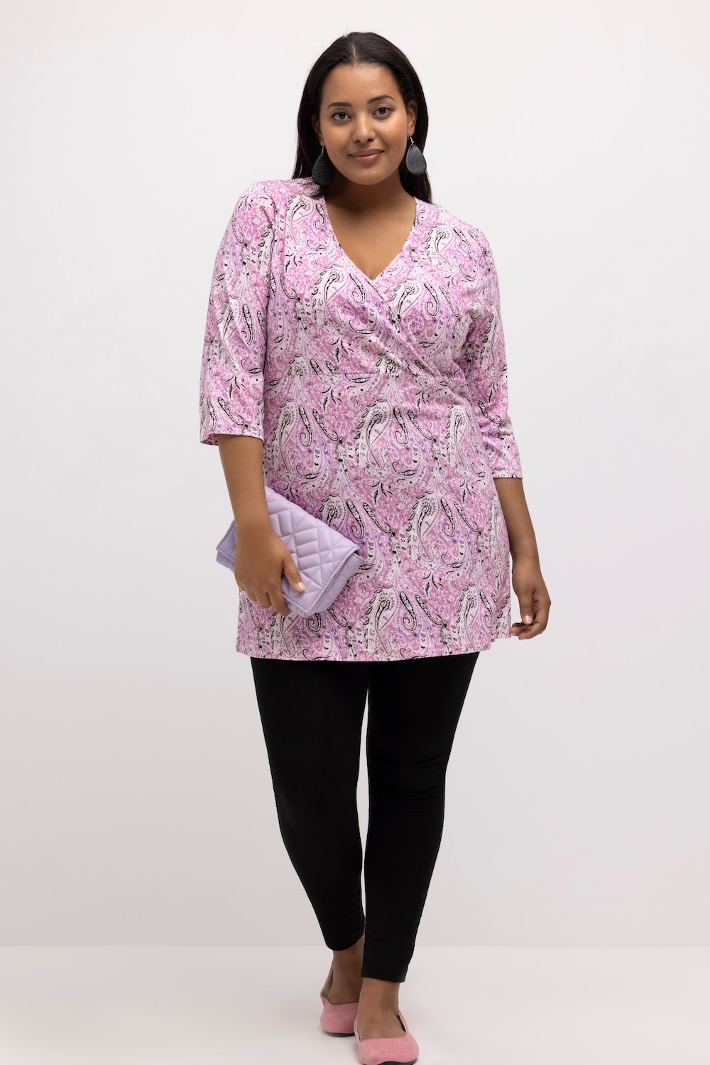 Grote Maten longline shirt, Dames, roze, Maat: 50/52, Katoen, Ulla Popken