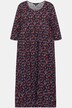 midi jurk, bloemendessin, ronde hals, 3/4-mouwen
