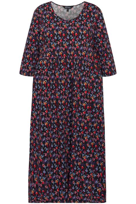 Midi šaty, květovaný vzor, kulatý výstřih, 3/4 rukávy