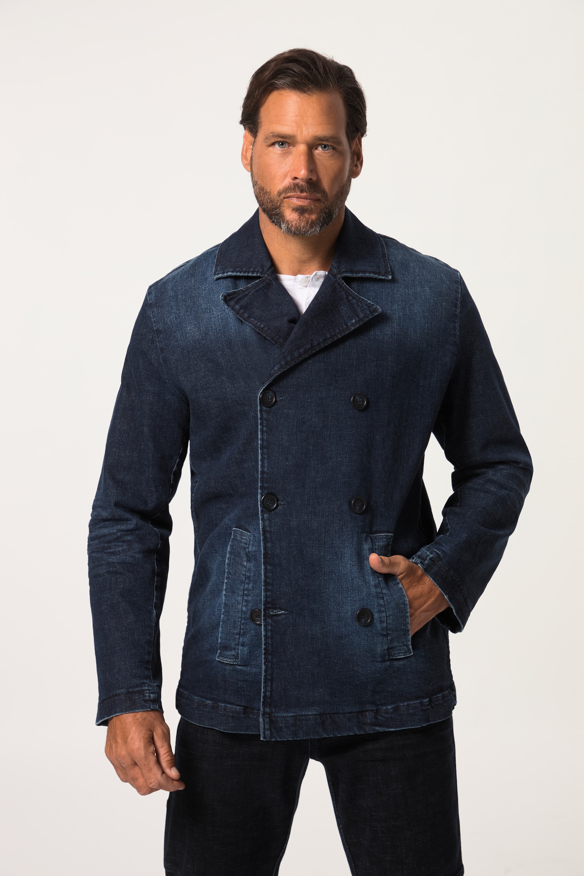 JP 1880 Herren große Größen Caban Jacke Denim doppelreihige Knopfleiste 812713