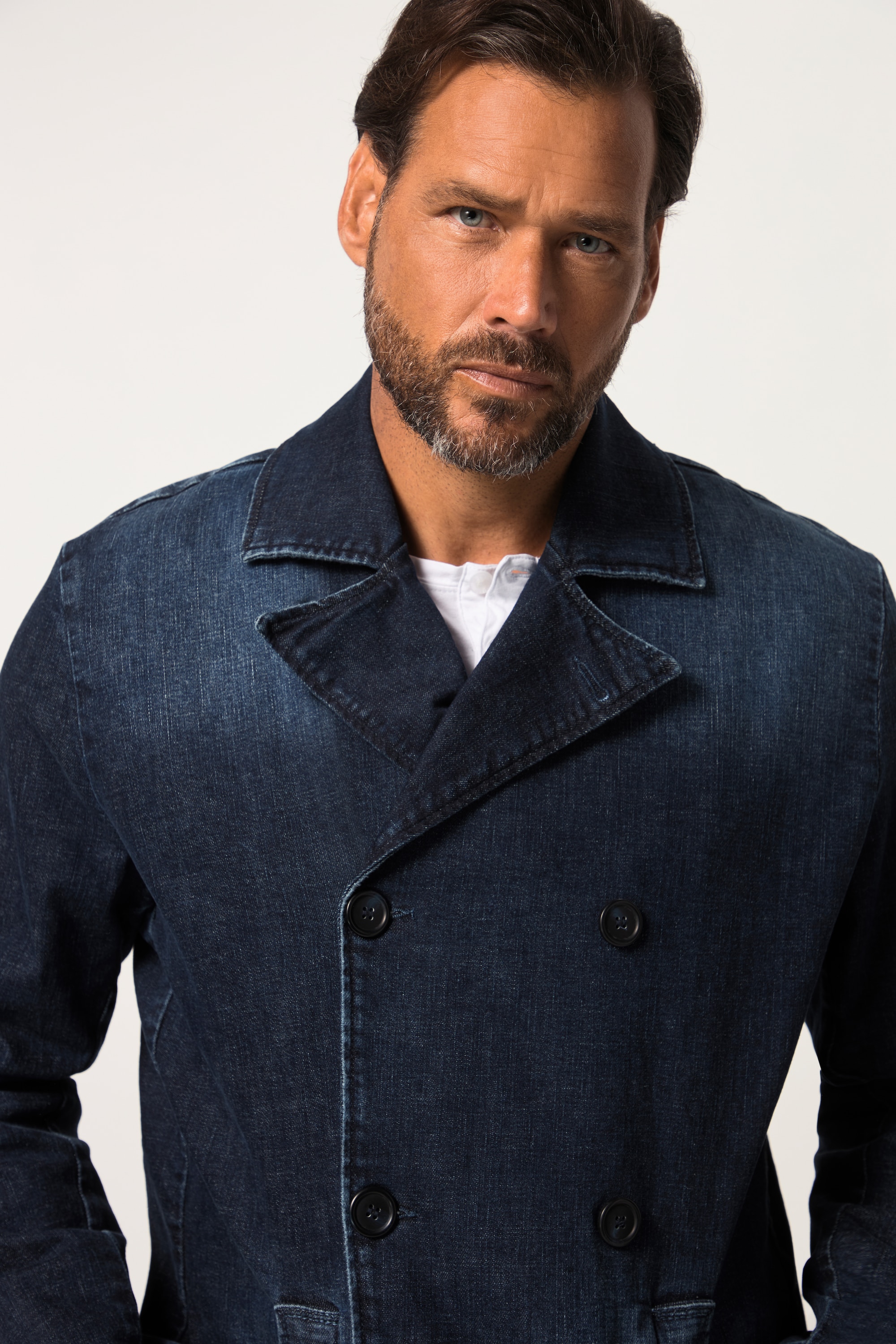 JP 1880 Herren große Größen Caban Jacke Denim doppelreihige Knopfleiste 812713