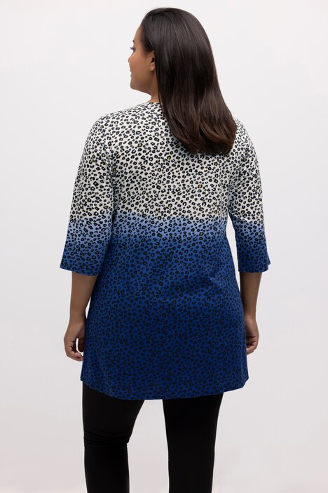 Longshirt, Farbverlauf Muster, V-Ausschnitt, 3/4-Arm