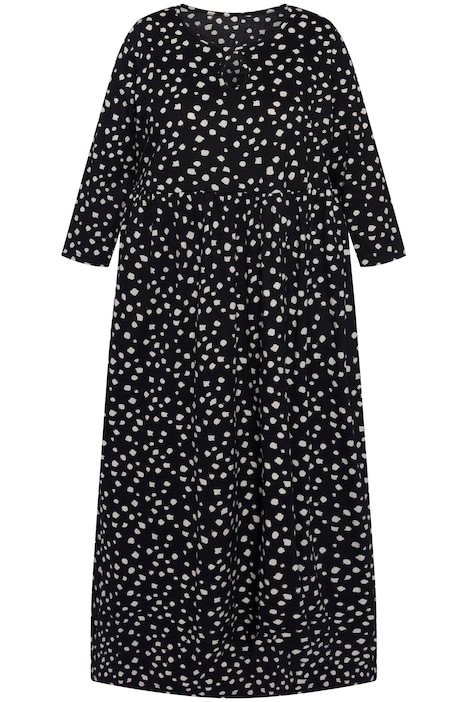 Midi šaty, vzor, kulatý výstřih, rozparek, 3/4 rukávy