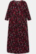 Sukienka midi, wzór, okrągły dekolt, łezka, rękaw 3/4