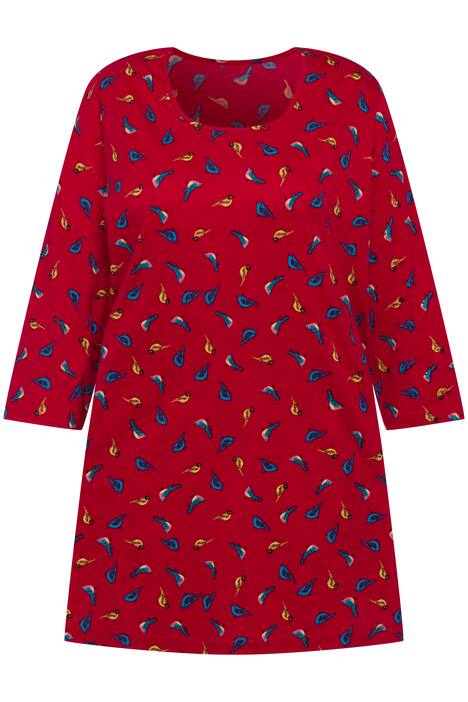 Dlouhé tričko, potisk ptáka, kulatý výstřih, 3/4 rukávy