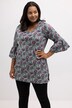 Grey Floral Tulip Sleeve Knit Cotton Tunic