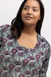 Grey Floral Tulip Sleeve Knit Cotton Tunic