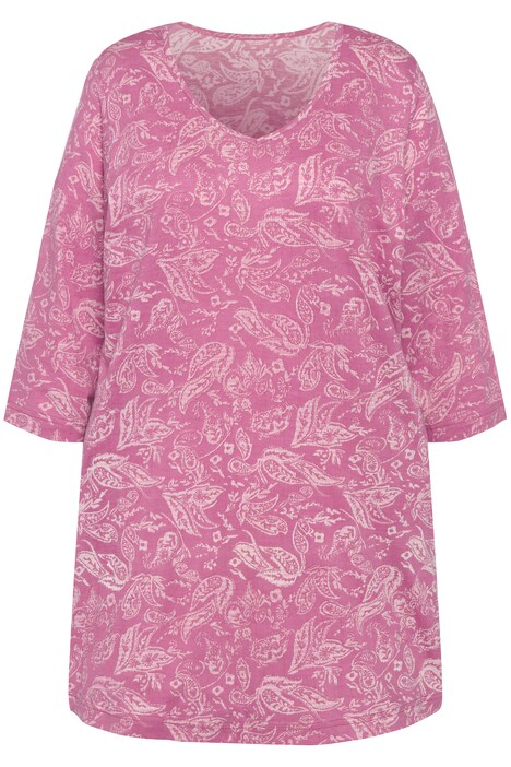 Dlouhé tričko, Paisley, výstřih do V, 3/4 rukávy