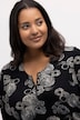Longshirt, grafischer Print, V-Ausschnitt mit Zipper, 3/4-Ärmel