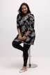 Longshirt, grafischer Print, V-Ausschnitt mit Zipper, 3/4-Ärmel