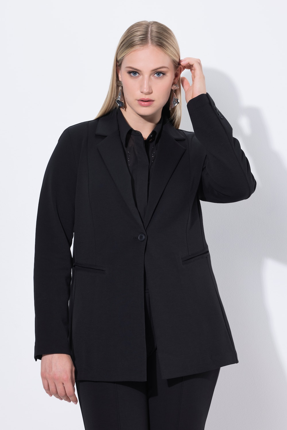 Große Größen Blazer, Damen, schwarz, Größe: 46/48, Baumwolle/Polyester, Ulla Popken
