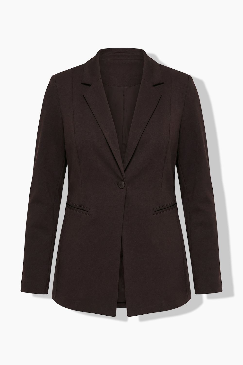 Stora storlekar Jerseykavaj i A-linjemodell med reverskrage och stretchig kvalitet, Dam, brun, storlek: 50/52, Bomull/Polyester, Ulla Popken