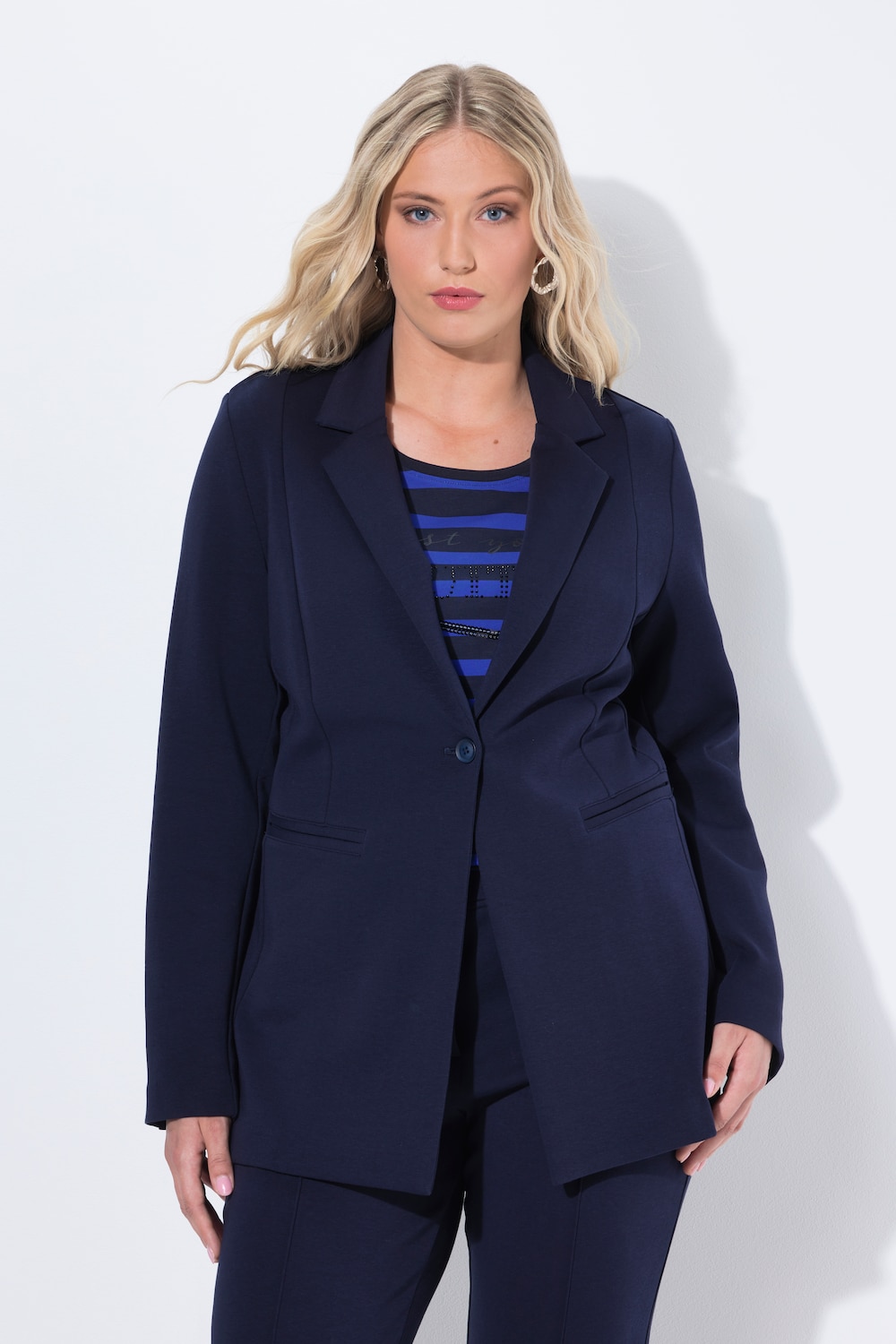 Große Größen Blazer, Damen, blau, Größe: 50/52, Baumwolle/Polyester, Ulla Popken