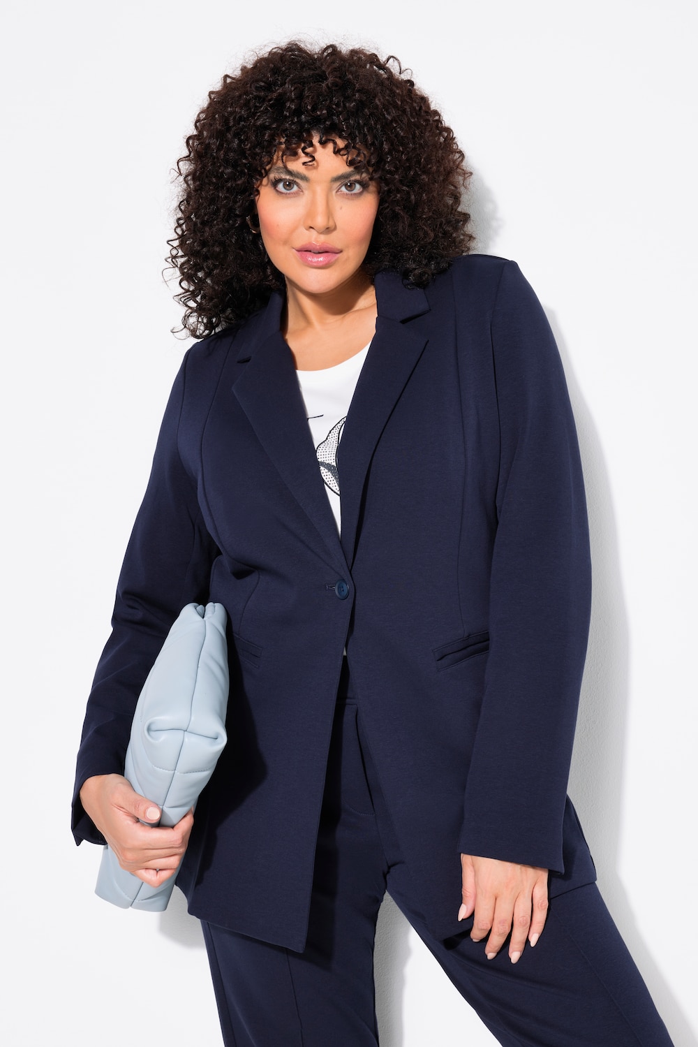 Große Größen Blazer, Damen, blau, Größe: 54/56, Baumwolle/Polyester, Ulla Popken