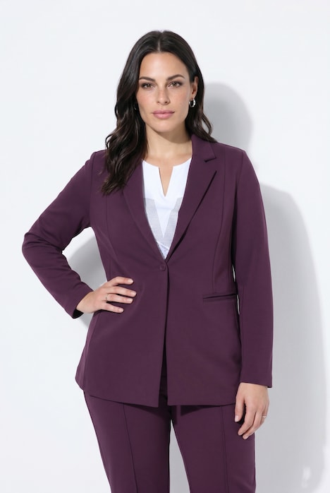 Blazer, Punto di Roma, A-Linie, Reverskragen, Stretch