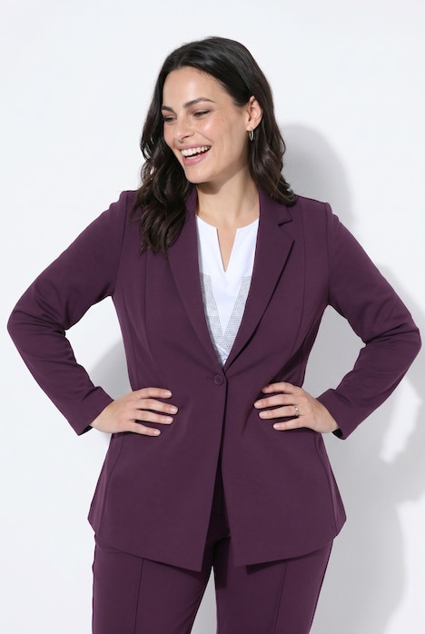 Blazer, Punto di Roma, A-Linie, Reverskragen, Stretch