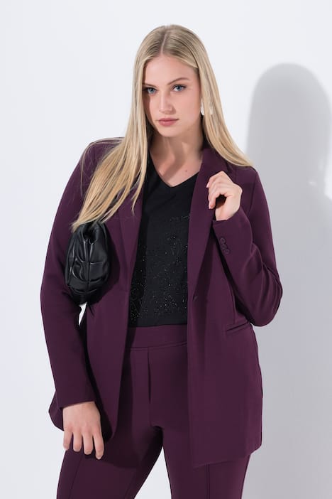 Blazer, Punto di Roma, A-Linie, Reverskragen, Stretch
