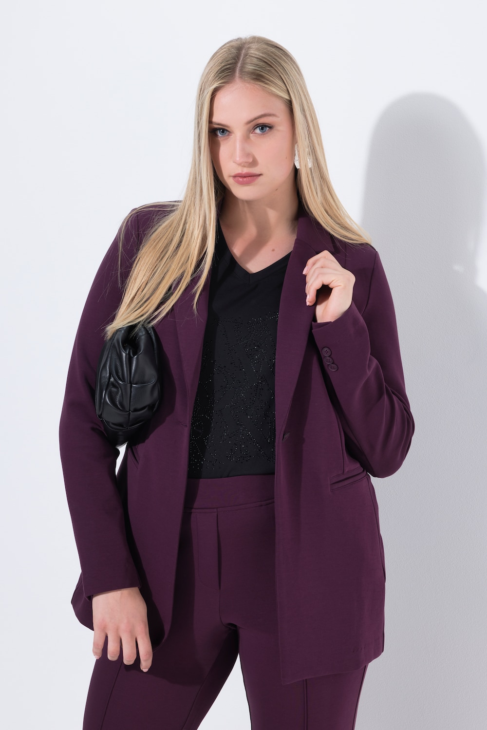 Blazer, Punto di Roma, A-Linie, Reverskragen, Stretch
