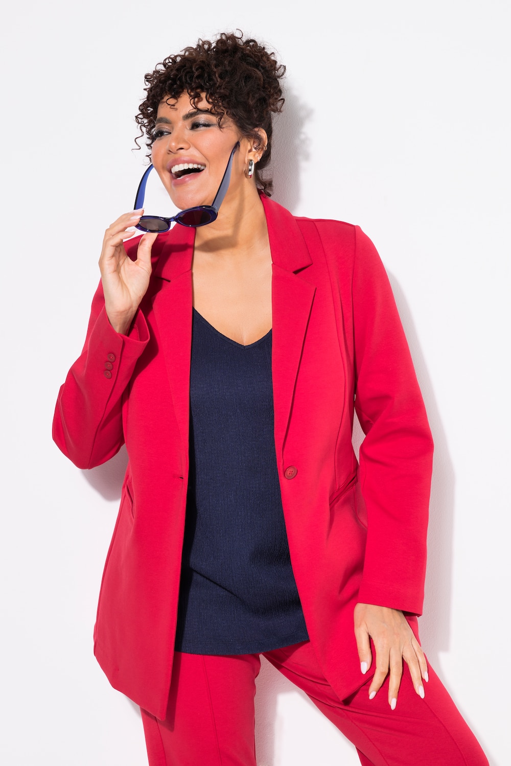 Große Größen Blazer, Damen, rot, Größe: 54/56, Baumwolle/Polyester, Ulla Popken