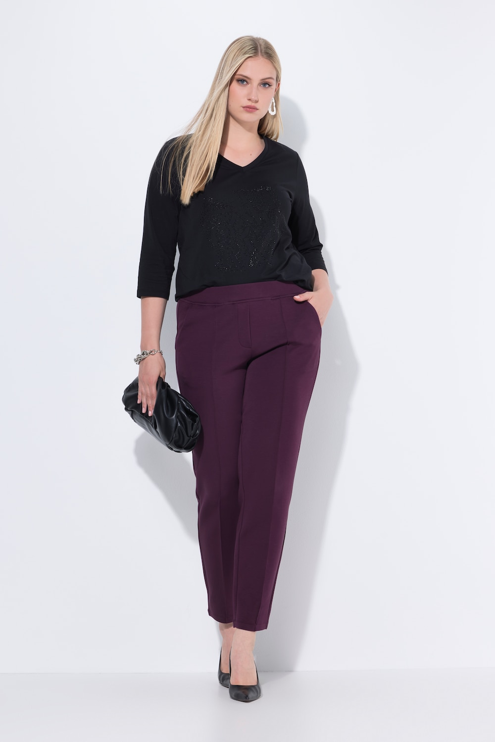 Große Größen Hose, Damen, lila, Größe: 60, Baumwolle/Polyester, Ulla Popken