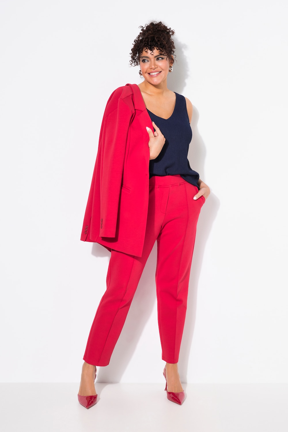 Große Größen Hose, Damen, rot, Größe: 60, Baumwolle/Polyester, Ulla Popken