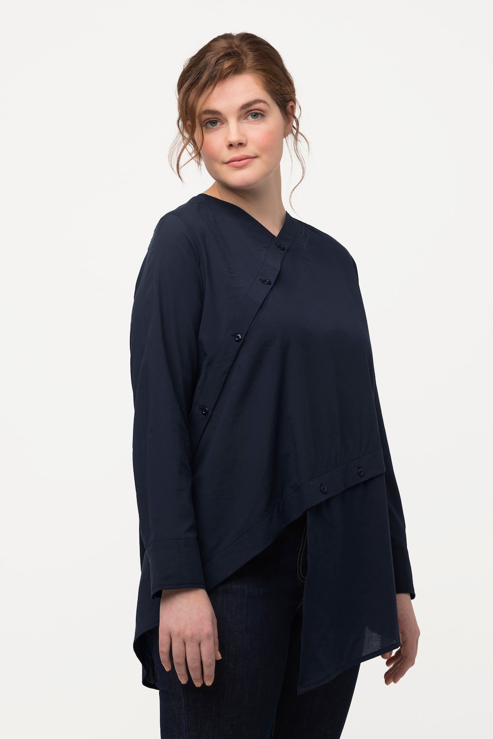 Grote Maten blouse, Dames, blauw, Maat: 42/44, Katoen, Ulla Popken