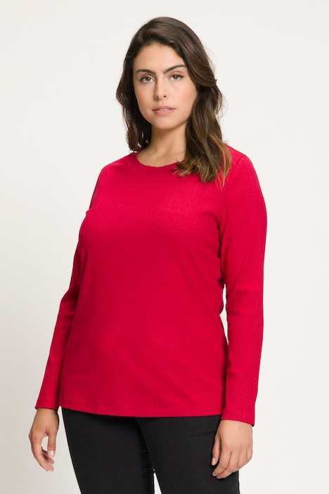 Essential Round Neck Ribbed Texture Stretch Tee