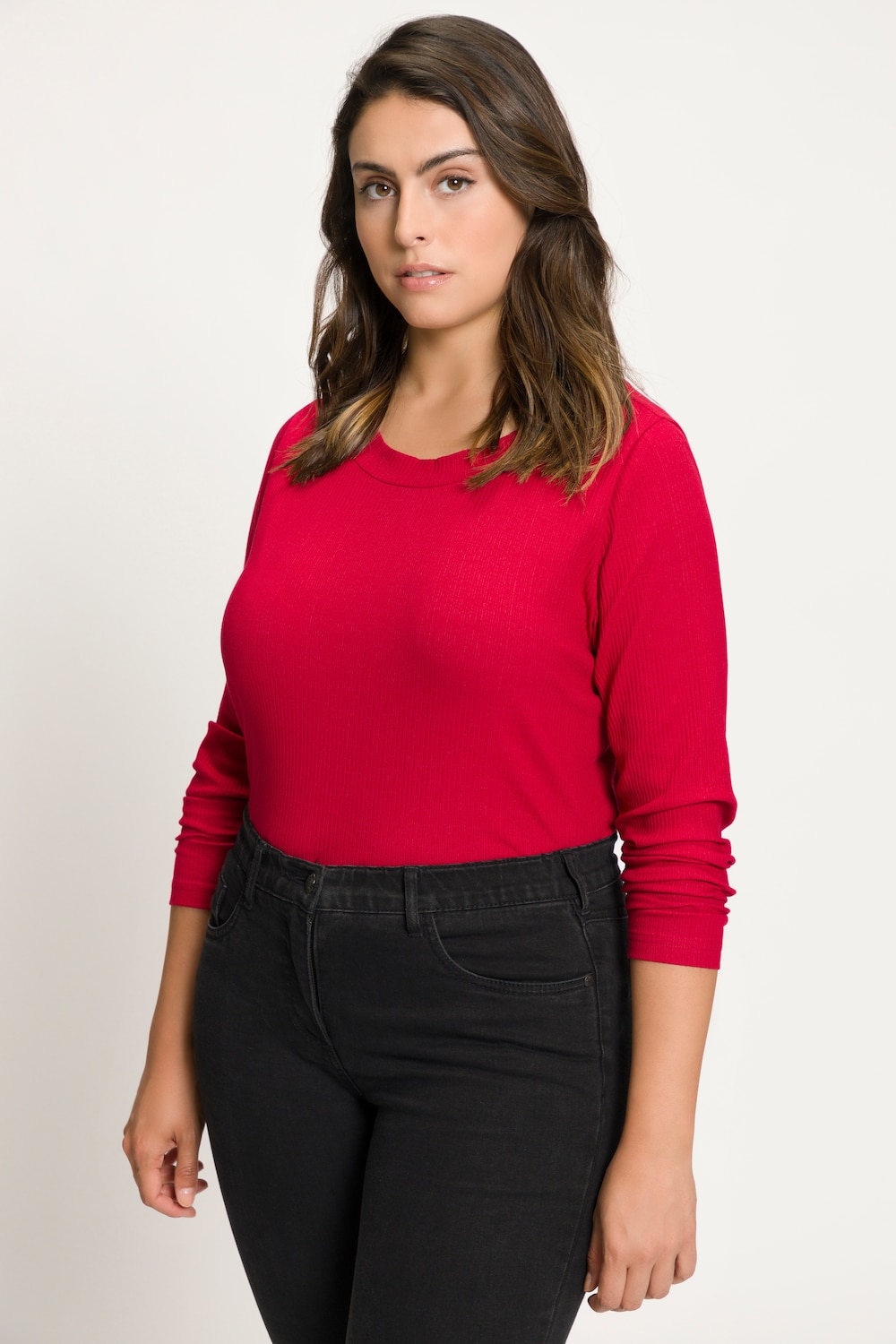 Grote Maten shirt, Dames, rood, Maat: 54/56, Katoen, Ulla Popken