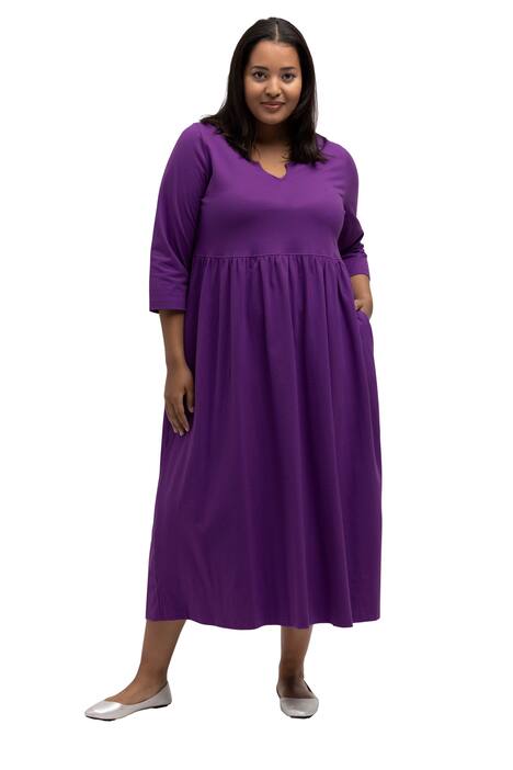 Midi šaty, tunikový výstřih, 3/4 rukávy