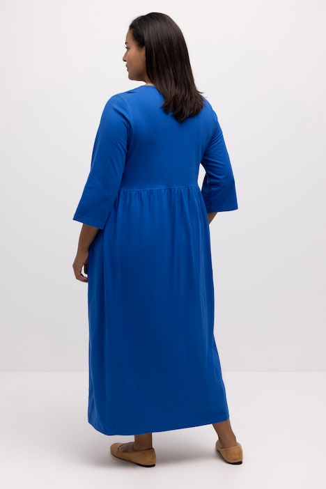 Bell Sleeve Round Neck Cotton Knit Empire Dress | Maxi Dresses | Dresses