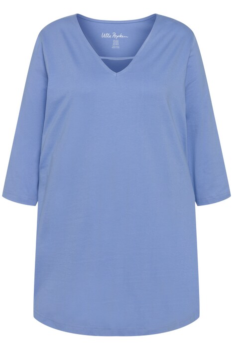 Dlouhé tričko, zaoblený lem, výstřih do V, 3/4 rukávy